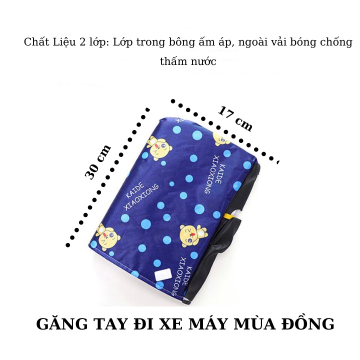 Gang tay đi xe máy nỉ bông chống mưa rét, hàng loại 1 -GTXM