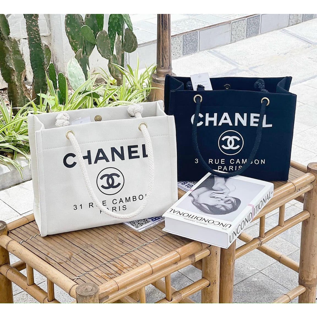 Túi TOTE PHỐI CHỮ C.N 2 màu đen , trắng,💖 FREESHIP💖, chỉ 95k