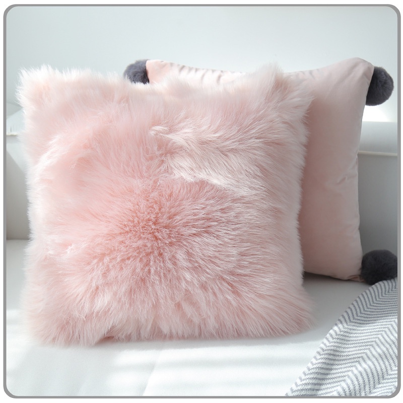Vỏ gối bằng lông thú giả hình vuông mềm mại sang trọng cho phòng khách/ghế dài/sofa/ giường/trang trí nhà cửa