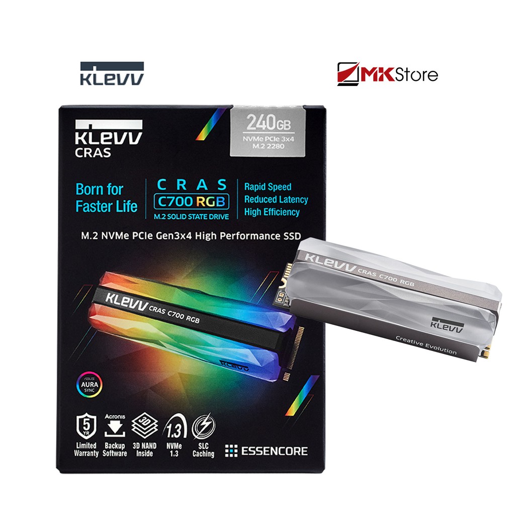 Ổ cứng thể rắn SSD Klevv SSD CRAS C700 RGB M2 NVME Gen3x4