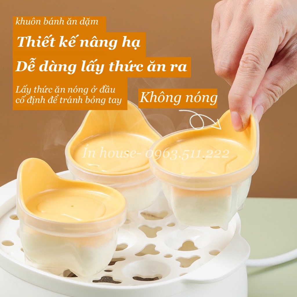 Khuôn hấp bánh, hấp trứng, plan cho bé ăn dặm, tặng kèm chổi phết dầu, tách trứng ỈN HOUSE