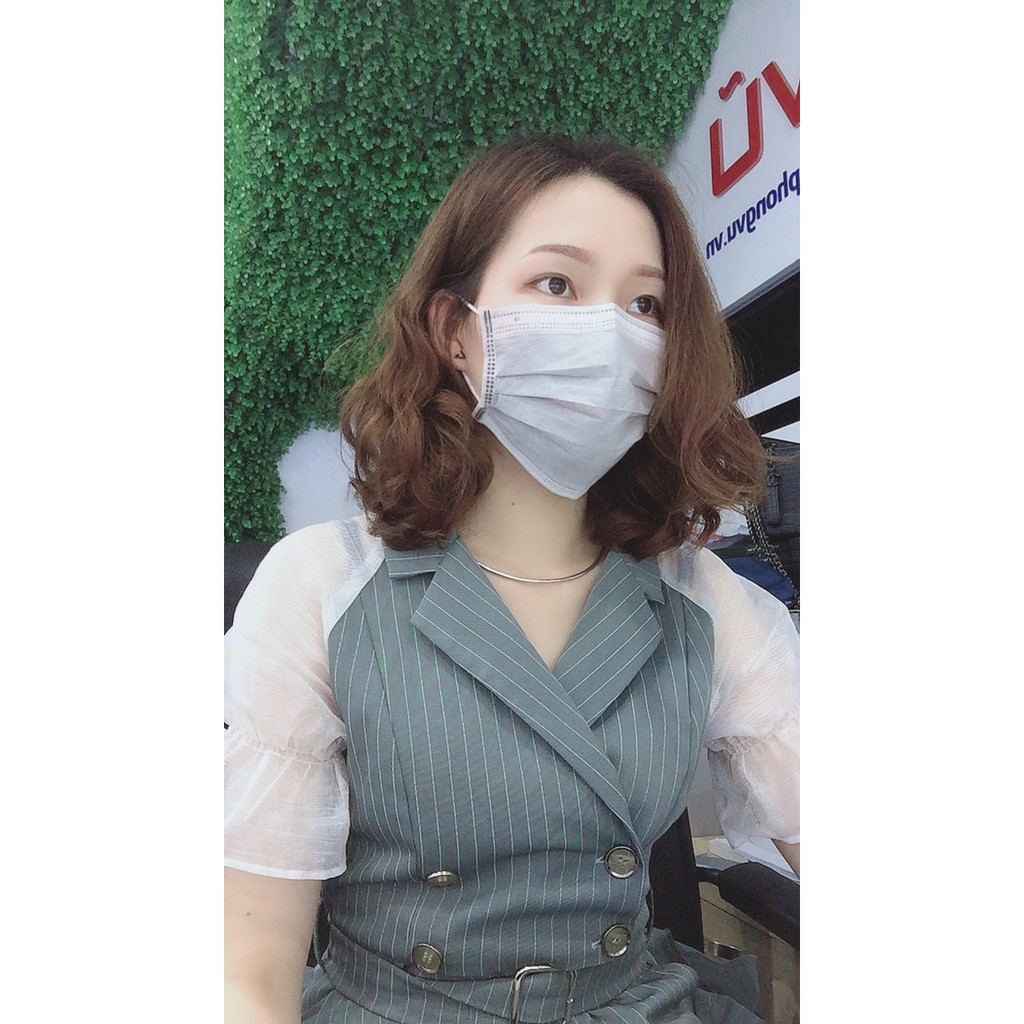 jum ngắn tay phối voan kẻ xanh siêu xinh