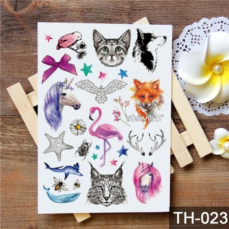 Hình Xăm Dán Tạm Thời Chống Nước Hình Động Vật Dễ Thương