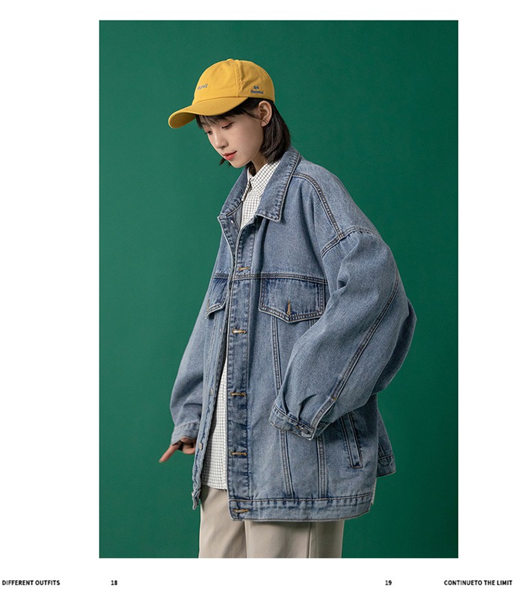 Fat sister denim jacket women's tidal ins loose Korean version of the retro port flavor chic workwear jacket large size