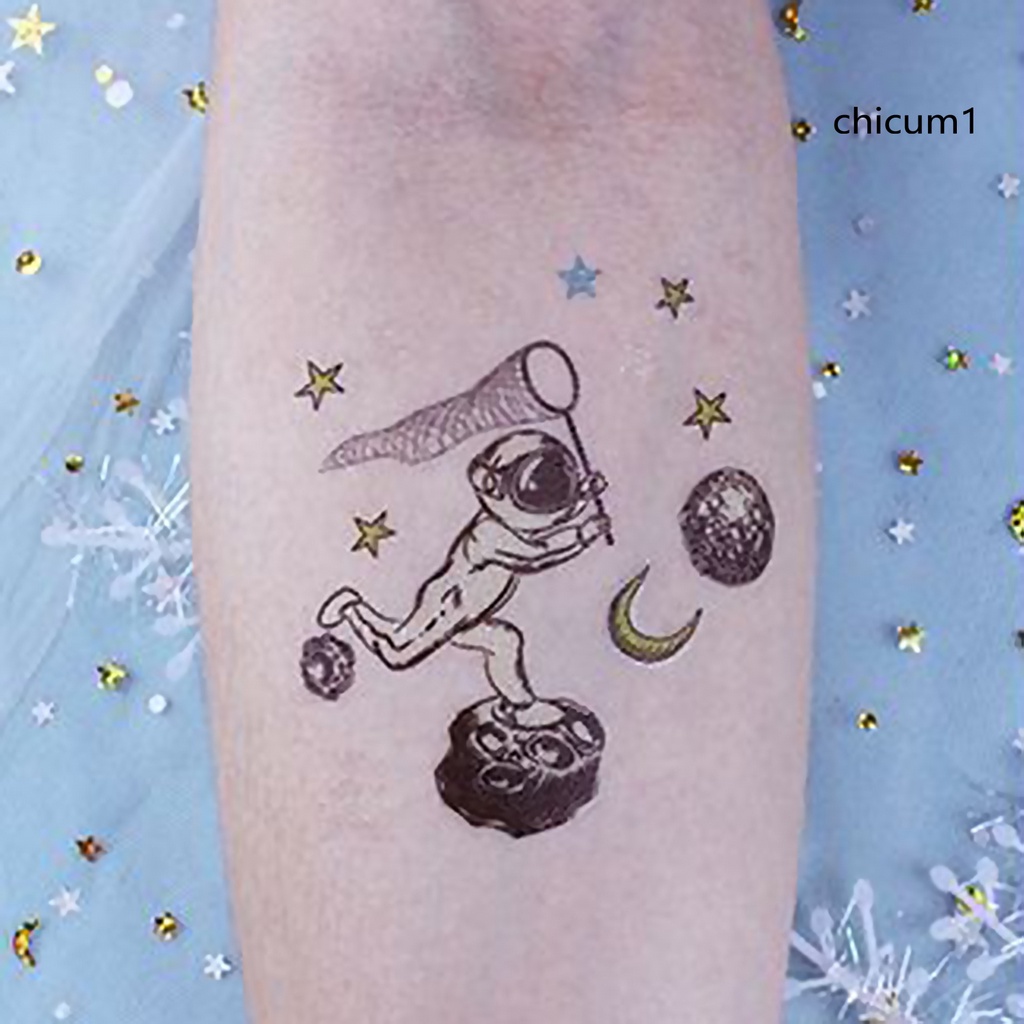 Miếng Dán Hình Xăm Tạm Thời Họa Tiết Hành Tinh/Hành Tinh/Hoạt Hình Màu Dạ Quang Chống Nước Cho Bé
