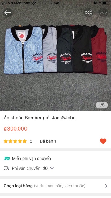 [Thanh lý] khoác Bomber gió  Jack&John