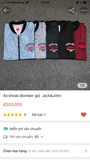 [Thanh lý] Áo khoác Bomber gió  Jack&John màu đen