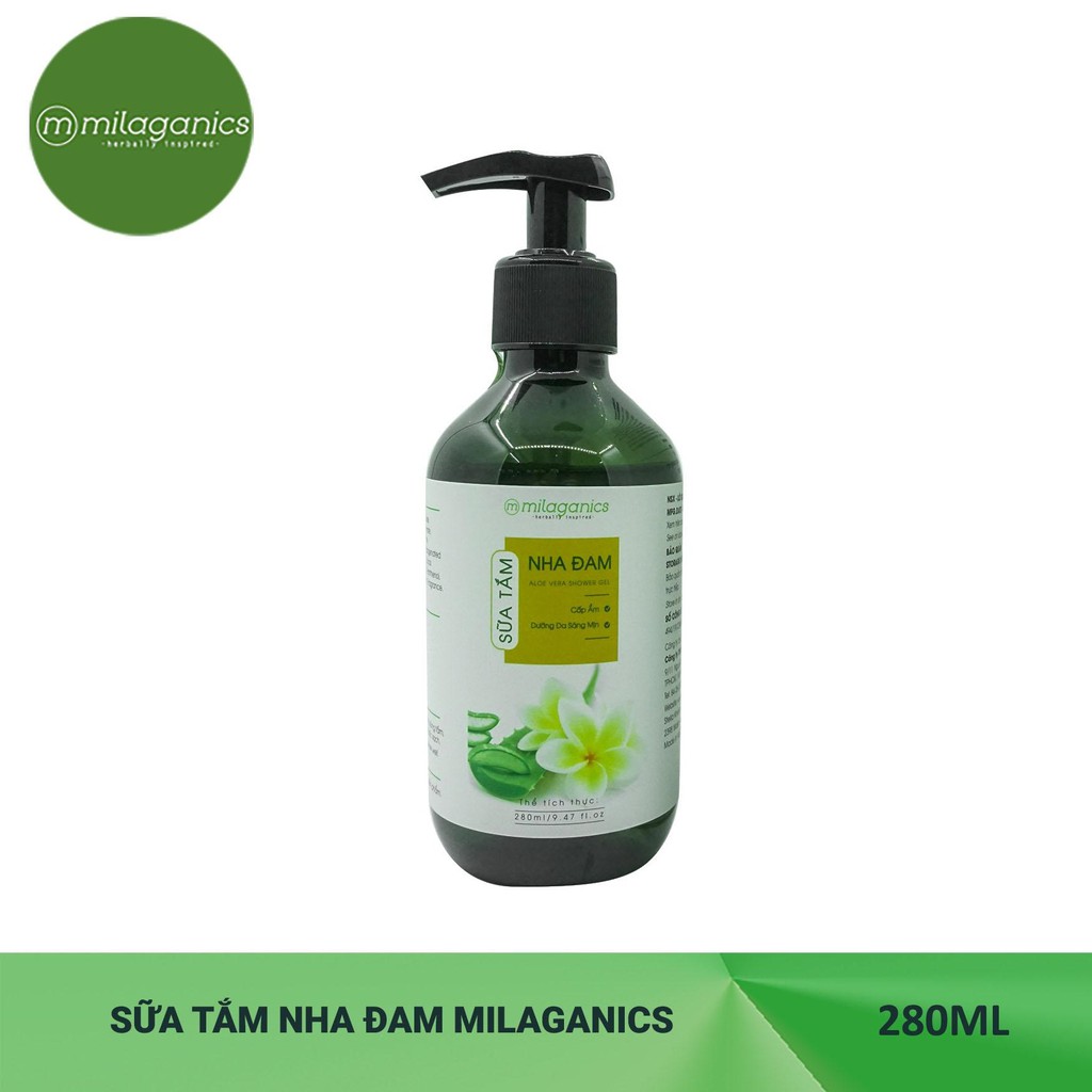 Bộ Dưỡng Da Nha Đam Milaganics: Sữa Tắm 280ml & Sữa Dưỡng Thể Body Lotion 260ml | BigBuy360 - bigbuy360.vn