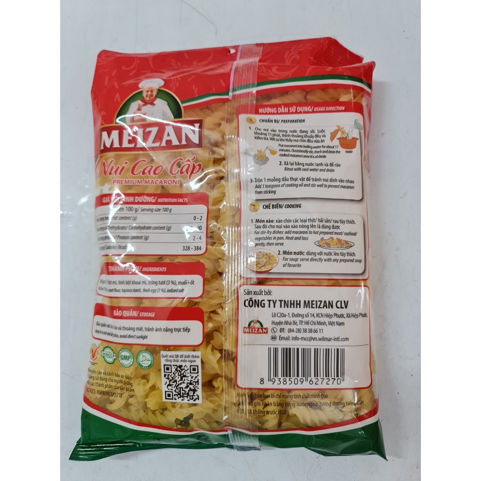[300g – Hình Xoắn] NUI CAO CẤP [VN] MEIZAN Premium Macaroni (Fusilli) (halal)