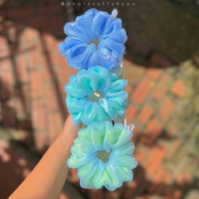Buộc Tóc Scrunchies Thiết Kế Voan 2 Lớp Phối Màu Size Thường