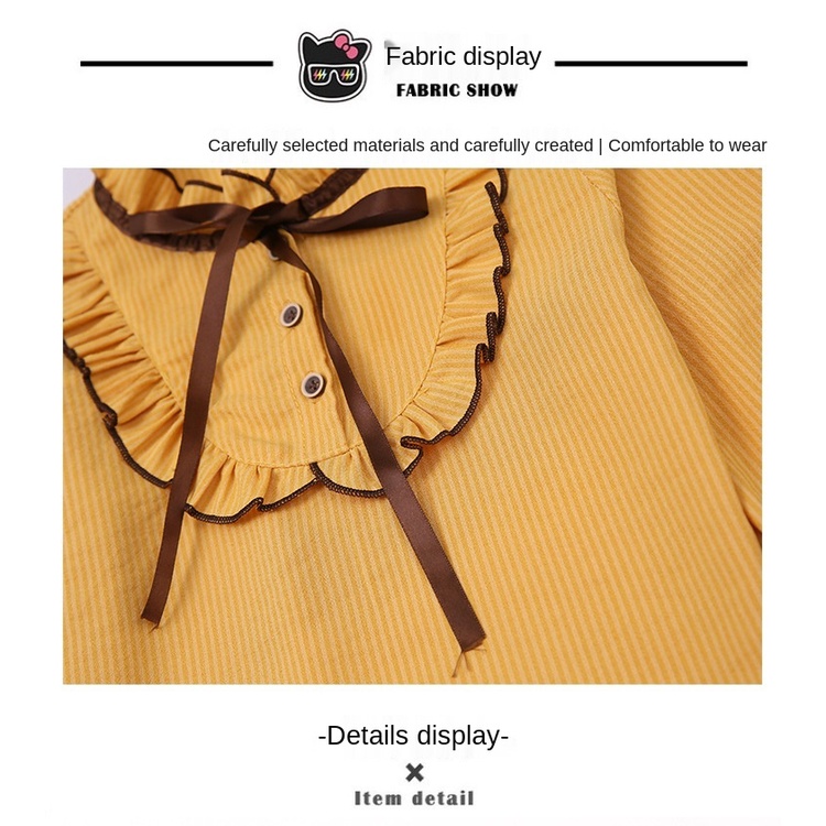 Set đồ gồm chân váy và áo sơ mi tay dài phong cách Hàn Quốc thời trang cho bé gái 4-12 tuổi