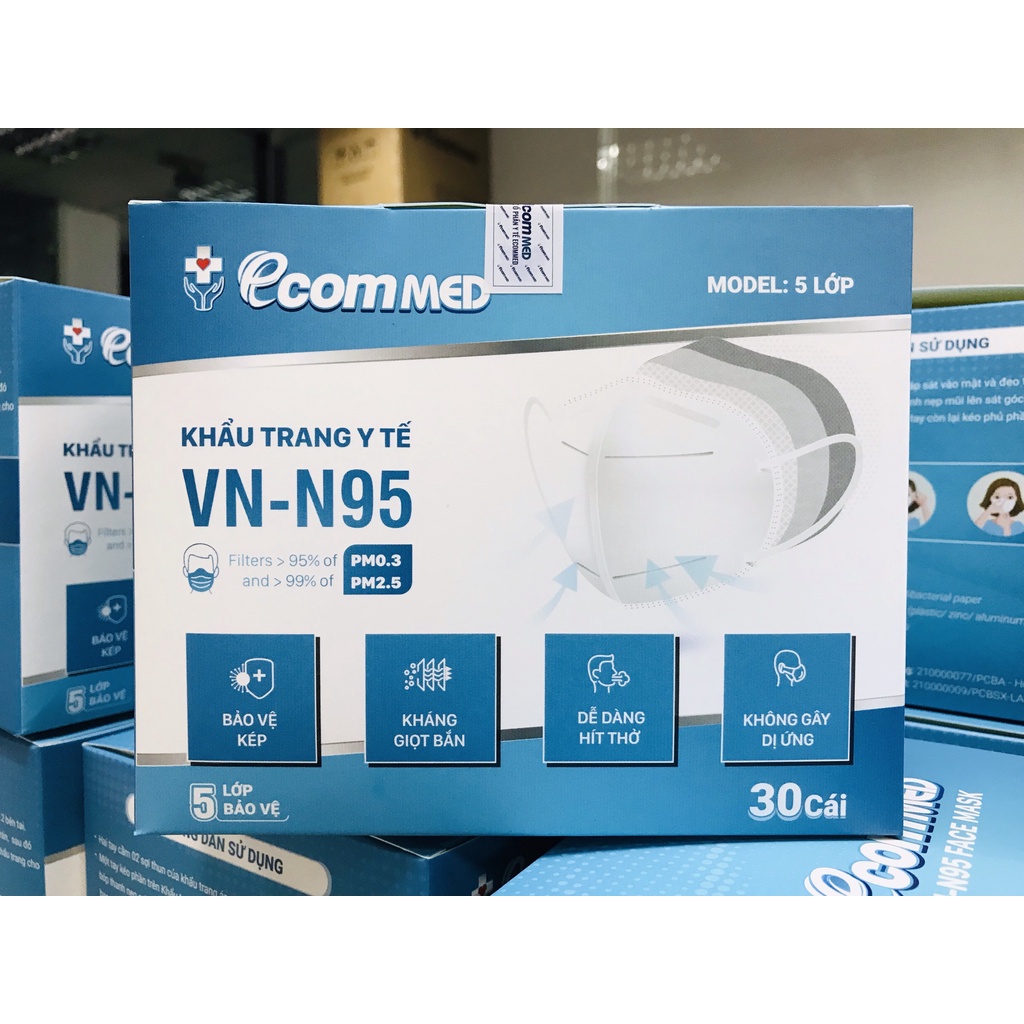 Combo 2 Hộp Khẩu Trang N95 EcomMed (hộp 30 cái)