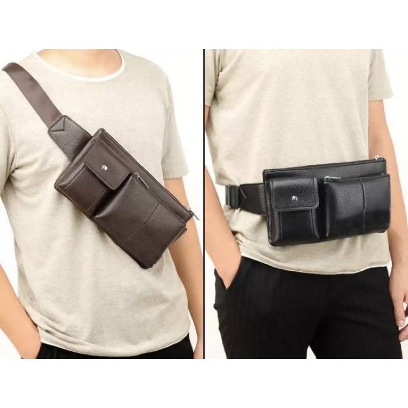 Túi Đeo Chéo Unisex Chống Nước Nhiều Ngăn Chất Liệu Da Mềm - Túi Bao Tử Da PU Cao Cấp Chống Nước Nhỏ Gọn