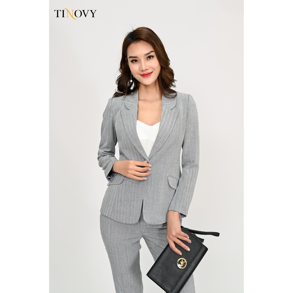 [Mã LT50 giảm 50k đơn 250k] Áo Vest Blazer Nữ Dài Tay TINOVY 2010-084 2 Lớp Cổ 2 Ve Túi Liền Cho Nữ Công Sở