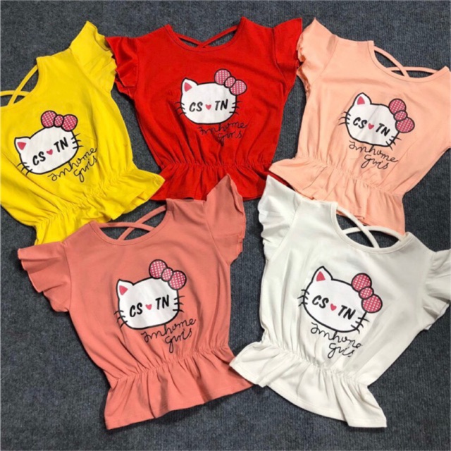 Áo cotton kitty nhún bèo cực xinh bé gái