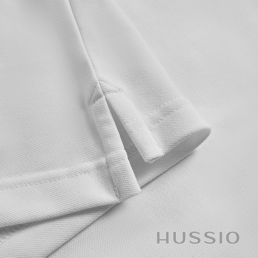 Áo thun polo nam HUSSIO kargo màu trắng tay ngắn trẻ trung | BigBuy360 - bigbuy360.vn