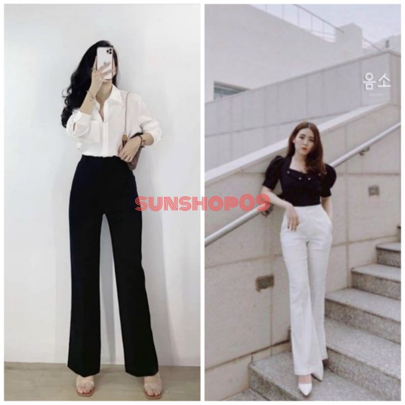 Quần Tây Ống Loe Cạp Cao Quần Vải Loe Cao Cấp HQ 4 màu ( lên fom tôn dáng )