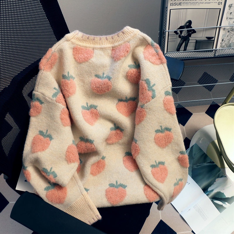 Áo Sweater Dệt Kim Chui Đầu Dáng Rộng Thời Trang Thu Đông Cho Nữ