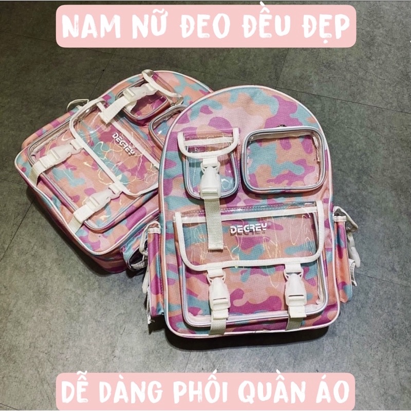 Balo Degrey Camo Pink Backpack 2810 Clothes Shop Balo Đi Học Rằn Ri Hồng Ulzzang Unisex