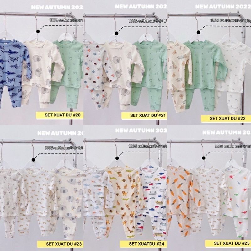 [Cotton xuất dư] Combo 3 bộ chất dày dặn cho bé trai