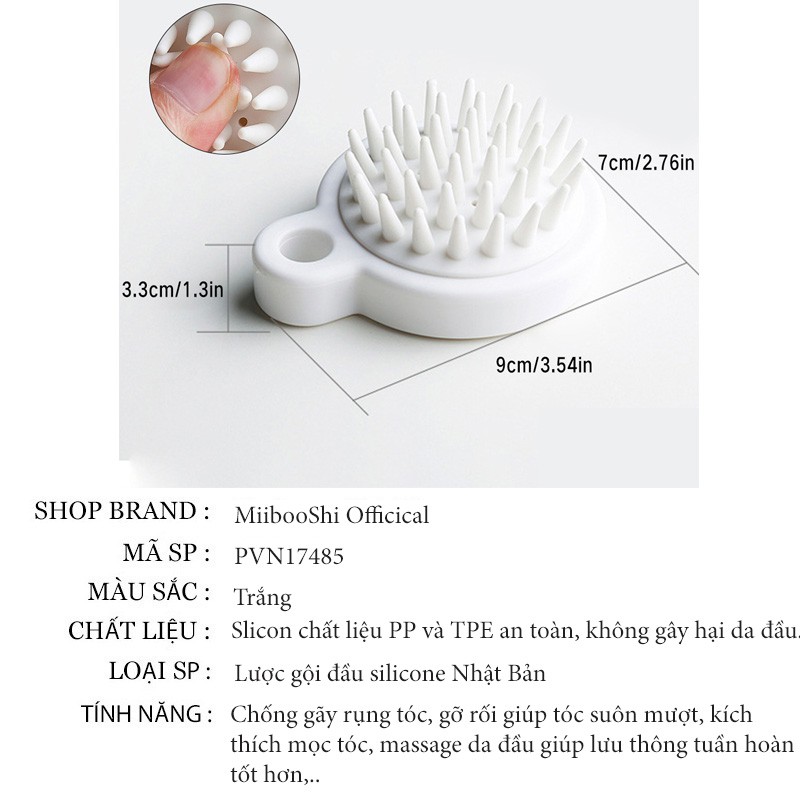 Lược gội đầu silicon nhật massage da đầu giúp lưu thông máu tốt giảm rụng tóc kích thích mọc tóc MiibooShi PVN17485