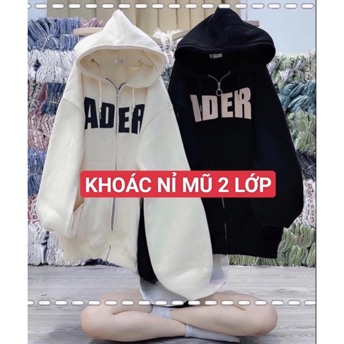 Áo Khoác ADER Nỉ Mũ 2 Lớp Siêu Dày Dặn Form Thụng Unisex nam Nữ