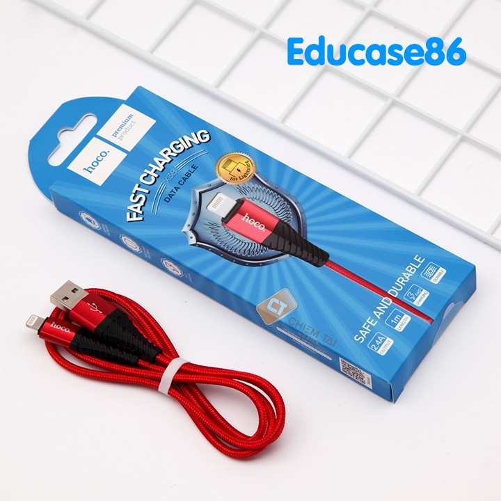 Cáp sạc HOCO X38 Lighting, Micro USB, USB Type C, Dây sạc bọc dù cao cấp chống rối, chống gẫy gập siêu bền, Educase 86