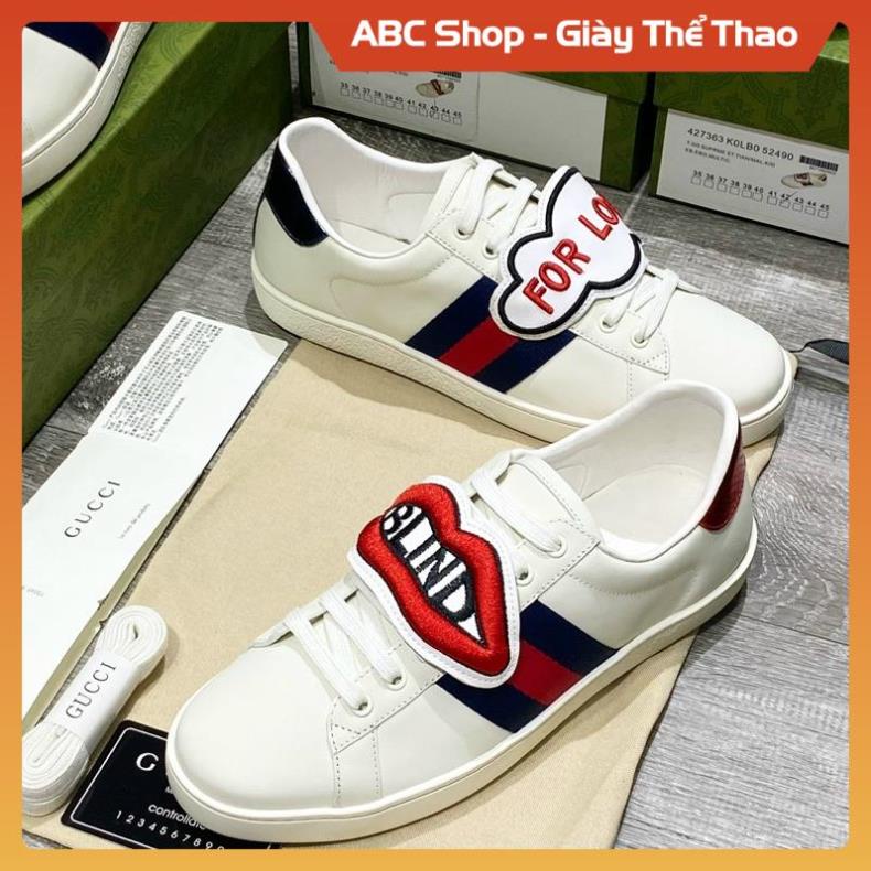 [FreeShip+ Hàng Xịn] Giày sneaker gucci môi for love cho nam, Giầy Gucc.i ace trăng gót xanh đỏ siêu cấp