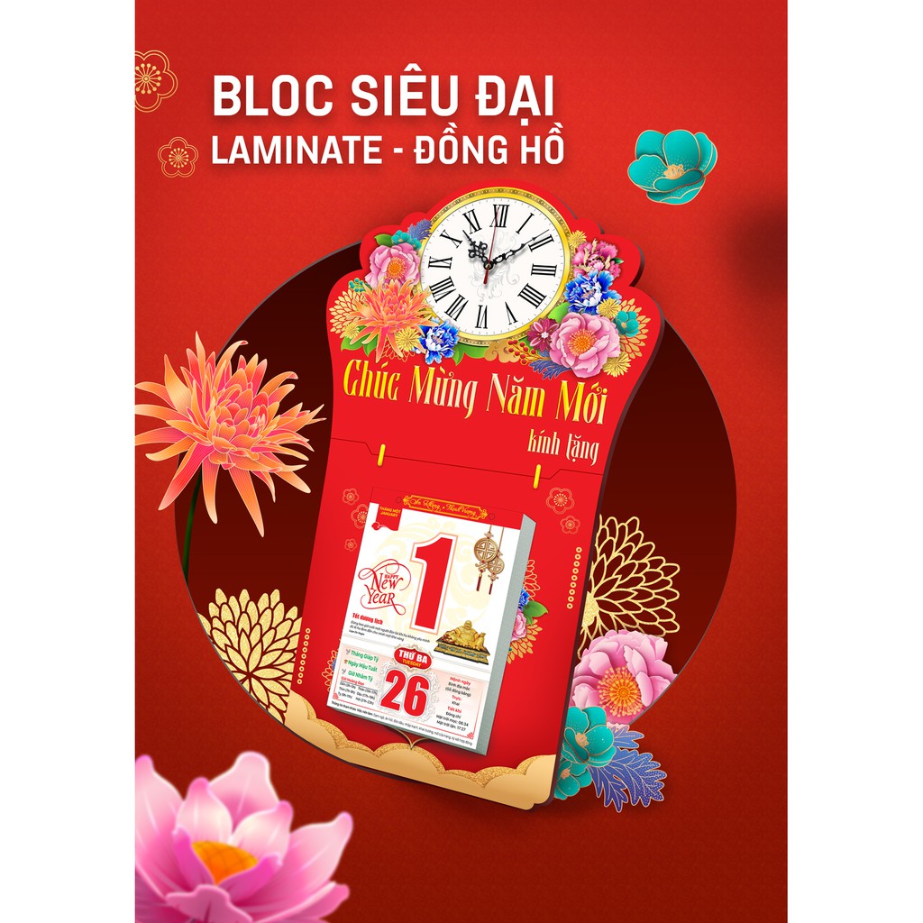 Lịch Gỗ Laminate Đồng Hồ Bloc Siêu Đại