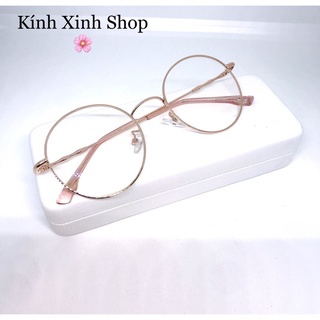 Kính Mắt tròn kim loại Hàn Quốc tròng kính chống ánh sáng xanh chống nắng uv cao cấp