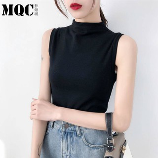 Áo sát nách cổ lọ màu trơn kiểu dáng hợp thời trang