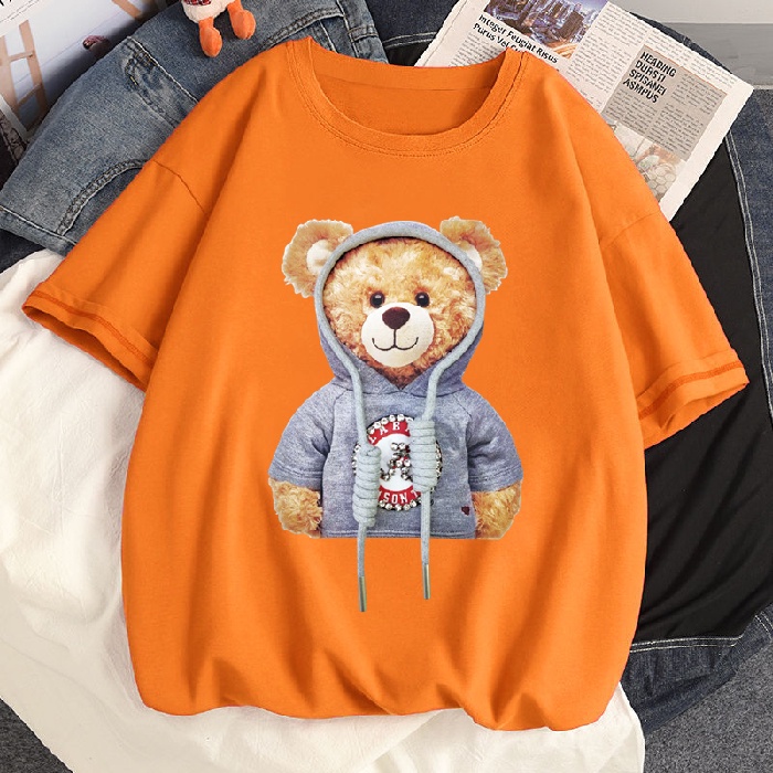 Áo thun SUXI tay ngắn cổ tròn in họa tiết hoạt hình phong cách Hàn Quốc thời trang mùa hè cho nữ