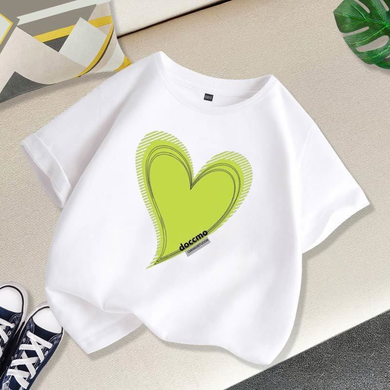 Áo Thun Cotton Ngắn Tay In Hình Trái Tim Phong Cách Mới Offer~2022 Cho Bé Gái