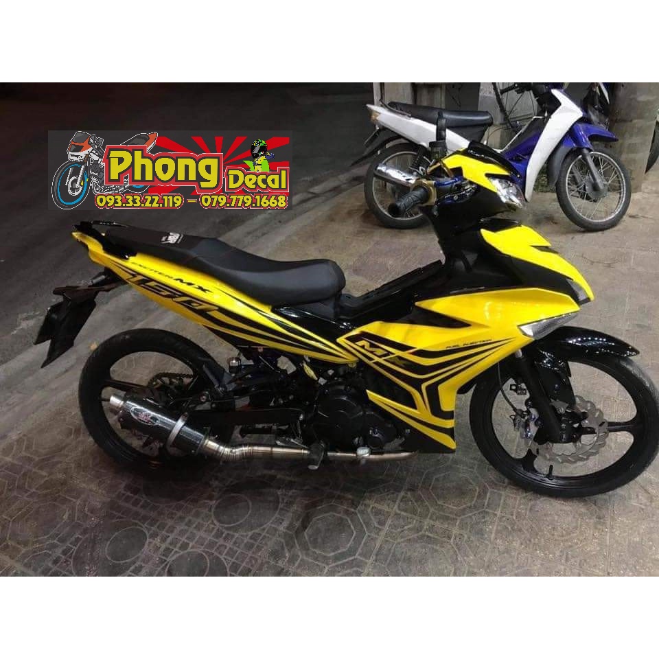 Tem Rời Ex 150 MX Dán Xe Vàng Phối Tem Đen - Tem Chuẩn Hình - Không Phai Màu