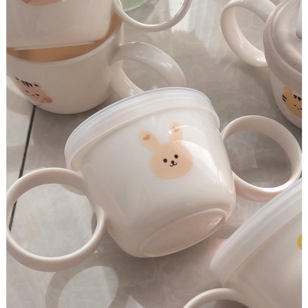 Cốc 2 Quai 2 Nắp Kèm Ống Hút Hàn Quốc Cho Bé Từ 6 Tháng Babibu