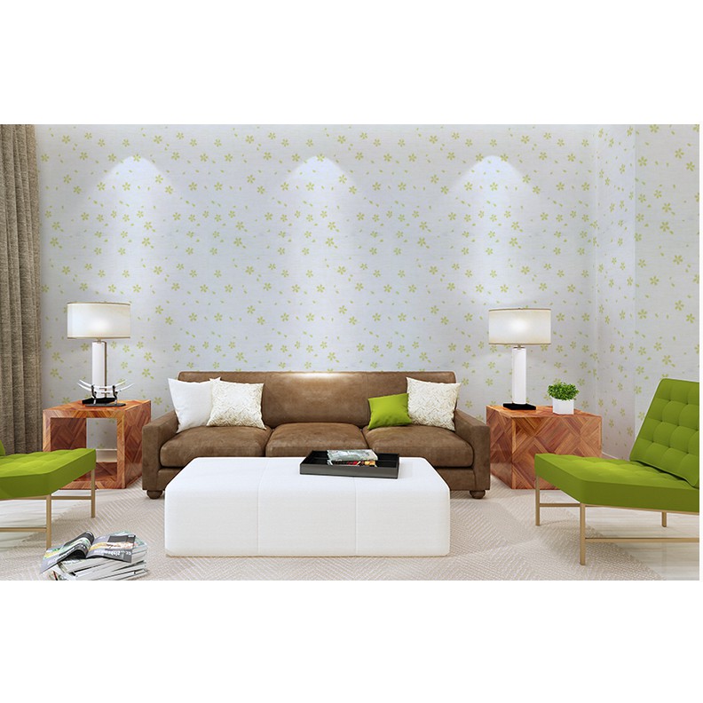 DECAL 1m Giấy dán tường khổ rộng 45cm ( có sẵn keo ) - HOA 5 CÁNH XANH LÁ ELL252 | BigBuy360 - bigbuy360.vn