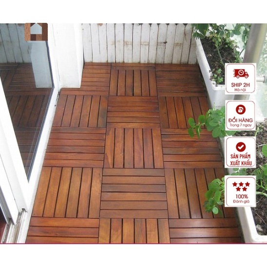 Combo 10 Tấm Vỉ gỗ Lót Sàn 6 Nan - SÀN GỖ LÓT BAN CÔNG - GỖ LÓT SÂN VƯỜN - SÀN NHÀ TẮM