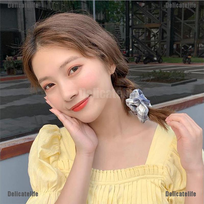 [Delicatelife] Korean Lattice Elastic Hair Bands Hair Rope Ponytail Holder JK Hair Accessories