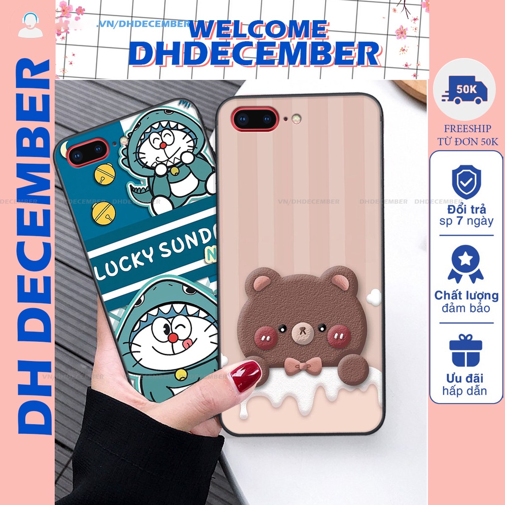 Ốp lưng iphone 7 PLUS / 8 PLUS in hình gấu K@ws, gấu nâu, dor@emon RẺ- ĐẸP- BỀN