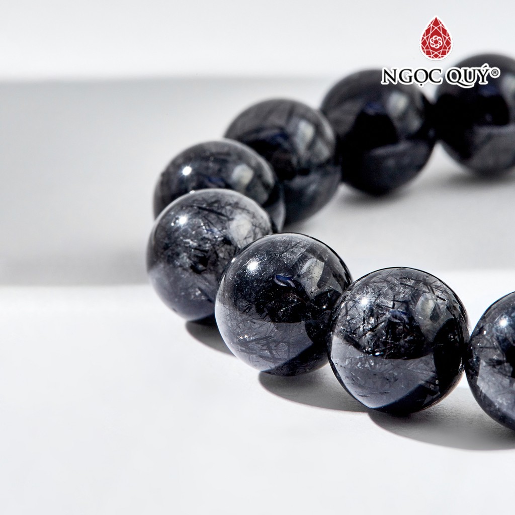 Vòng tay TA tóc đen charm đồng tâm - Ngọc Quý