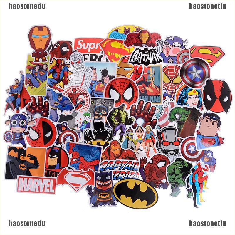 Bộ 50 Miếng Dán Trang Trí Hình Siêu Anh Hùng Marvel