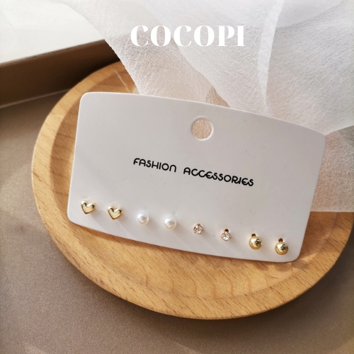 Set Bông Tai, Khuyên Tai hình trái tim nụ mini phong cách Hàn Quốc COCOPI Accessories - BT030