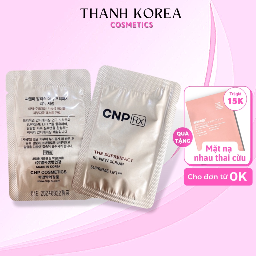 Tinh Chất Serum CNP The Supremacy Re-new Serum Supreme Lift Tái Tạo, Trẻ Hoá Da Dạng Gói Dùng Thử