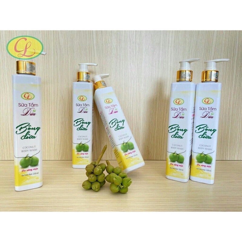 [Cửu Long] Sữa Tắm từ Dừa Cửu Long - Sữa Tắm Bông Dừa 250ml Mờ Nám, Loại bỏ đồi mồi cho da.