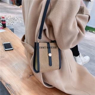  Mini Bucket Bag Phiên bản Hàn Quốc Thời trang Canvas Bag Crash Màu PU Da Phụ nữ Nhỏ Sling Bag 