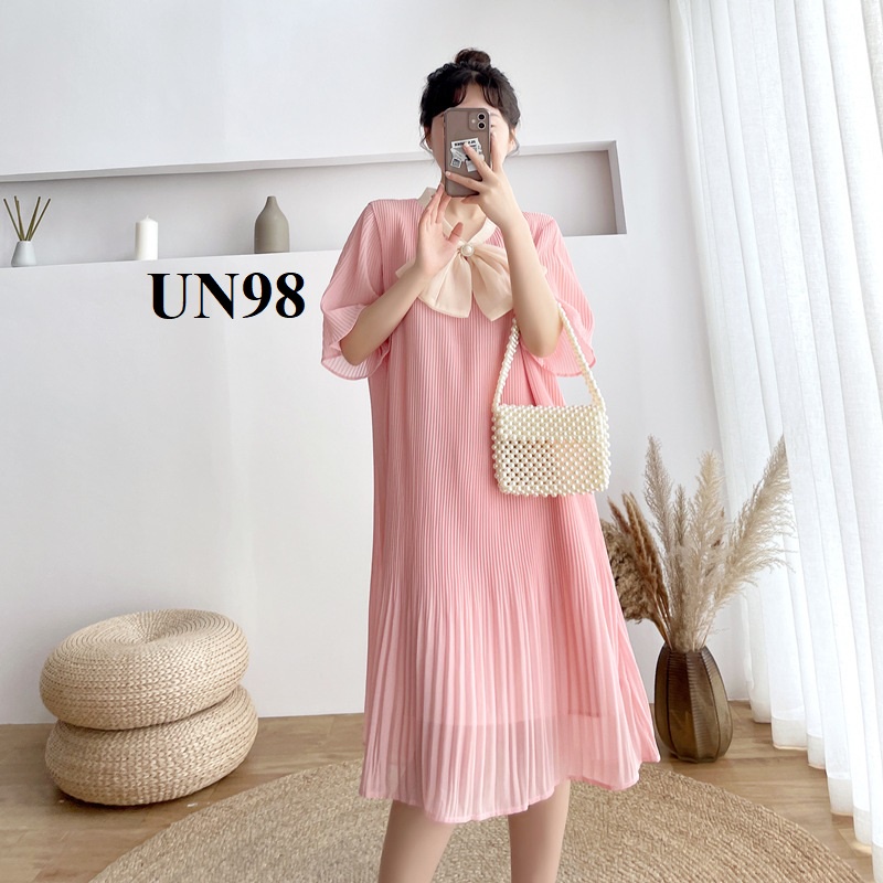 Váy bầu, đầm bầu xinh mùa hè ĐẦM BẦU THỎ chất voan có lót lụa mềm,nơ cổ xinh xắn và điệu đà UN98
