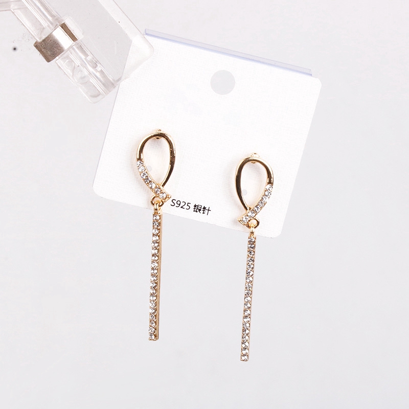 Bông Tai Bạc 925 Đính Đá Phong Cách Hàn Quốc Cho Nữ