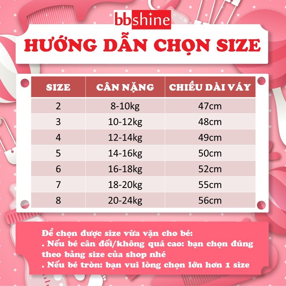 Váy cho bé gái, Đầm hoa nhí 8-24kg cho bé chất thô mềm dáng xòe có thắt nơ lưng và khóa kéo đáng yêu BBShine – D088