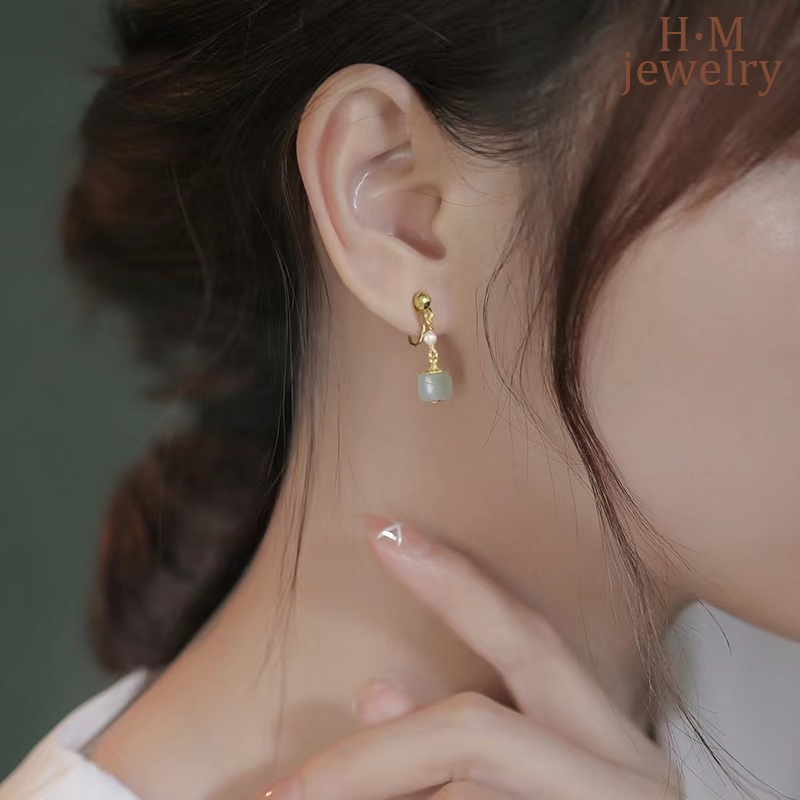 Bông Tai Kẹp Vành Tai Không Cần Xỏ Lỗ Đính Ngọc Trai Giả Xinh Xắn Thời Trang Cho Nữ
