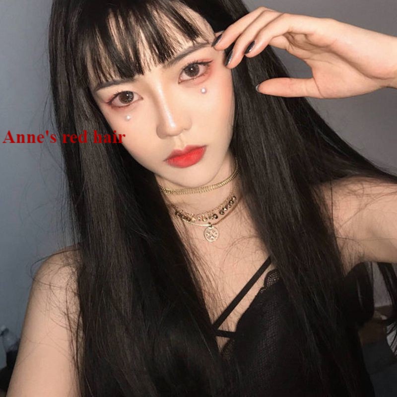 Bộ tóc giả dài thẳng màu đen tự nhiên cho nữ